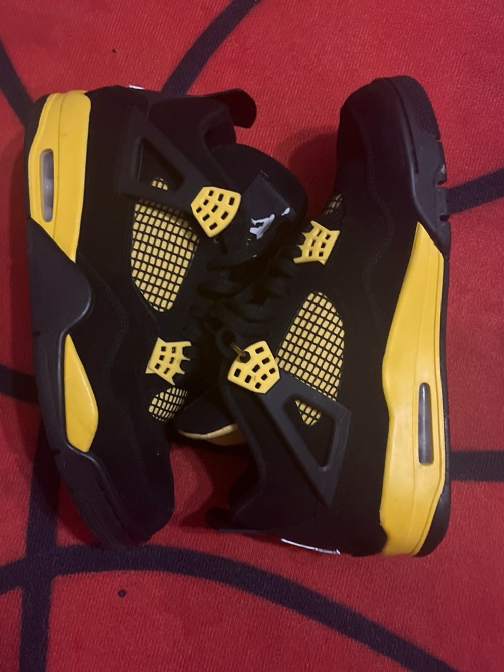 Jordan Retro 4 Black and Yellow Men's Sneakers